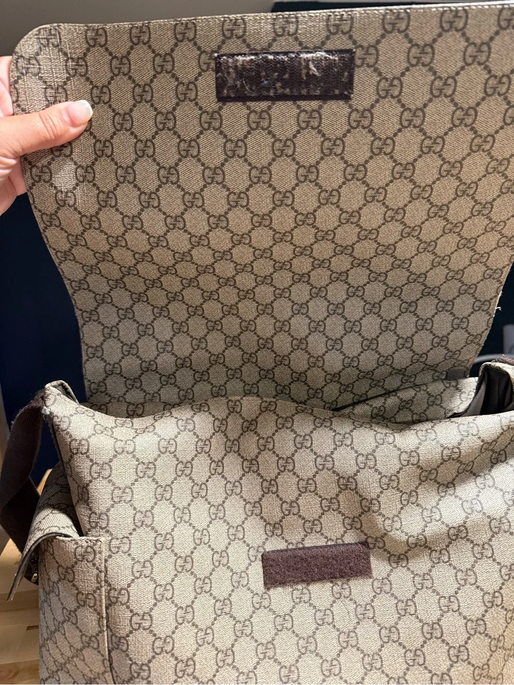Gucci Beige & Brown GG Monogram diaper bag